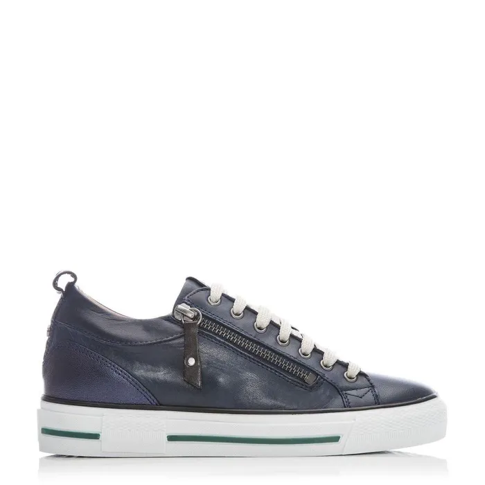 Women Moda In Pelle Wedge Trainers Brayleigh Navy Leather