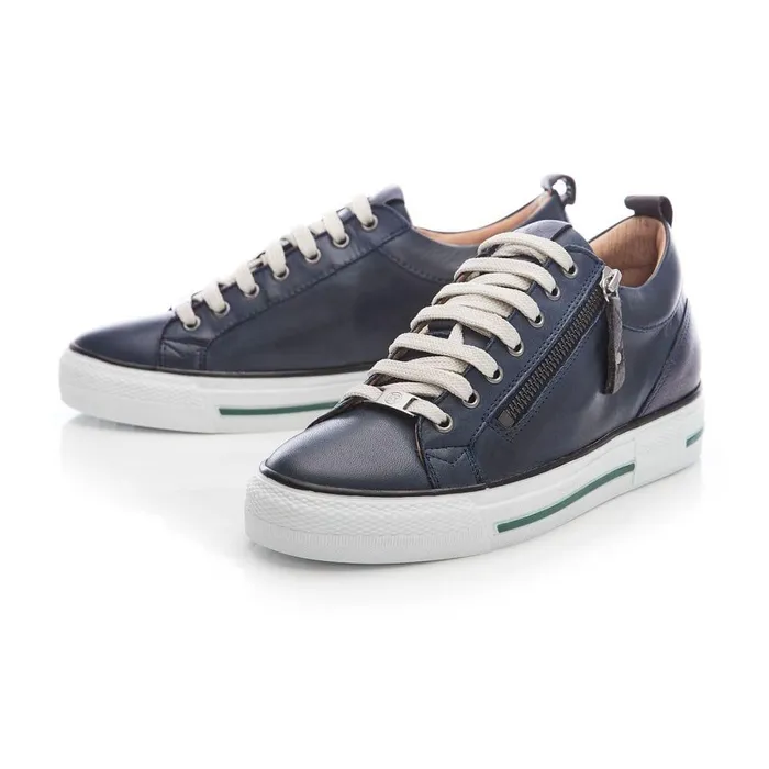 Women Moda In Pelle Wedge Trainers Brayleigh Navy Leather