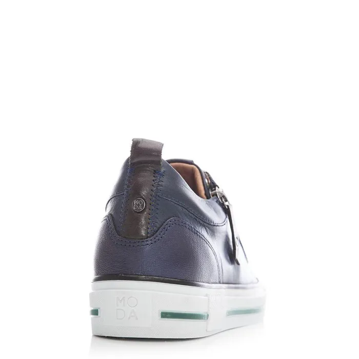 Women Moda In Pelle Wedge Trainers Brayleigh Navy Leather