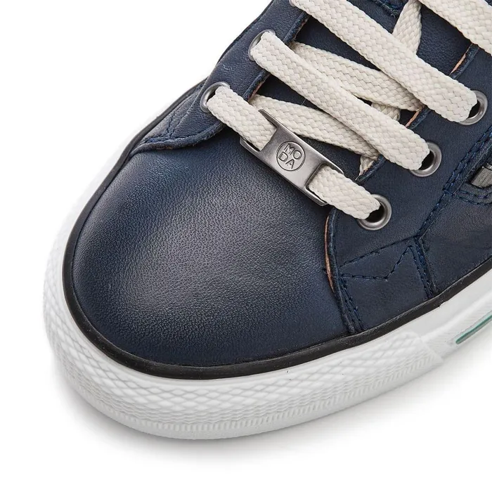 Women Moda In Pelle Wedge Trainers Brayleigh Navy Leather
