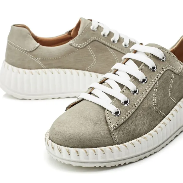 Women Moda In Pelle Wedge Trainers Shoon Sh Riyah Khaki Leather