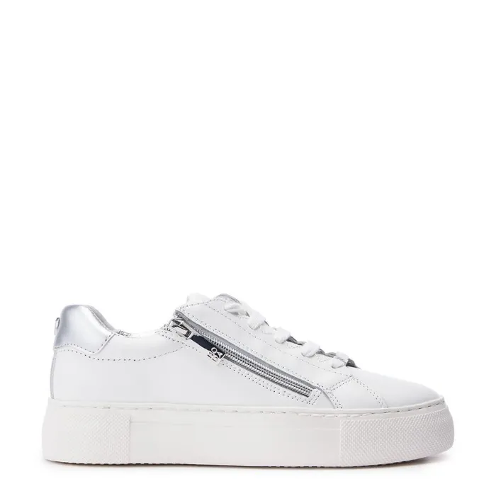 Women Moda In Pelle White Trainers Balize White 8211 Silver Leather