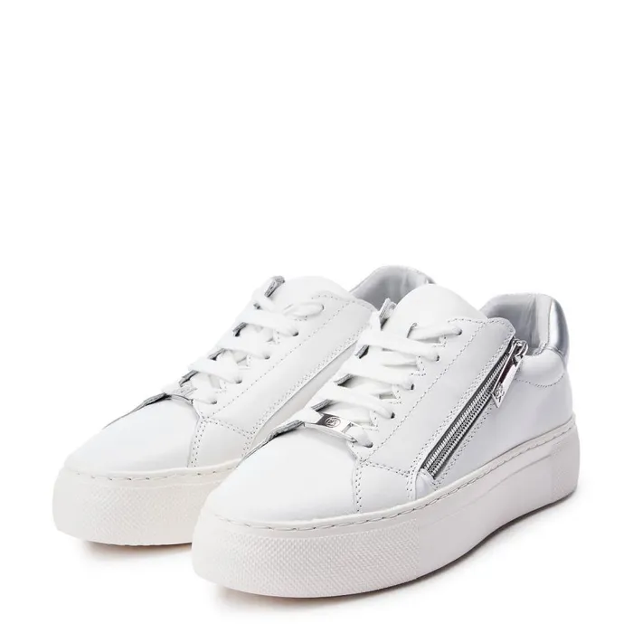 Women Moda In Pelle White Trainers Balize White 8211 Silver Leather