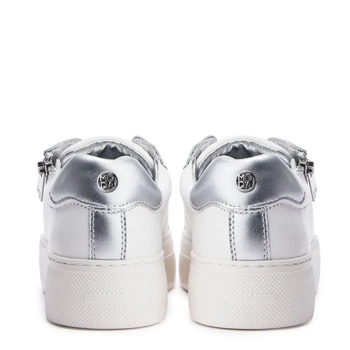 Women Moda In Pelle White Trainers Balize White 8211 Silver Leather