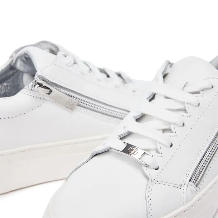 Women Moda In Pelle White Trainers Balize White 8211 Silver Leather