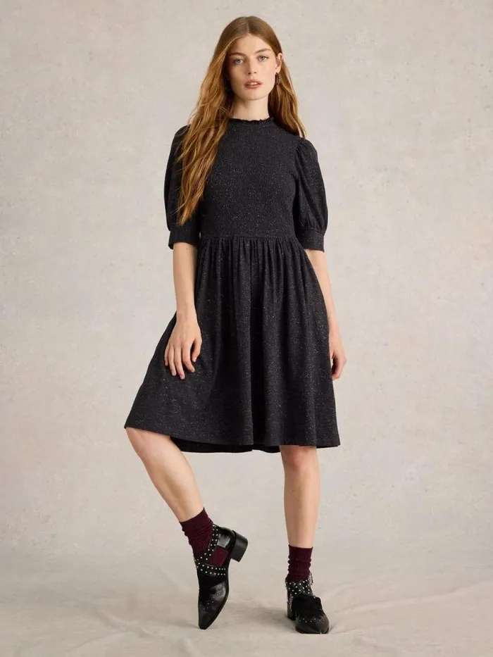 Women Molly Sparkle Jersey Dress Charcoal Grey White Stuff Dresses