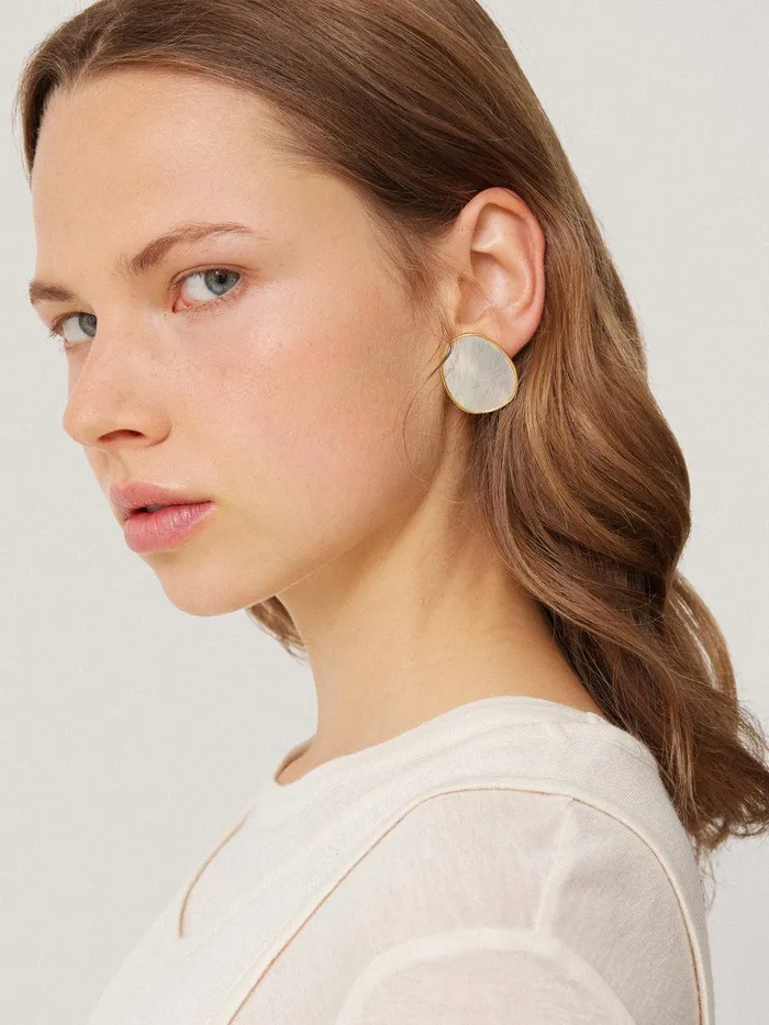 Women Mother Of Pearl Earring Pearl Jigsaw Party