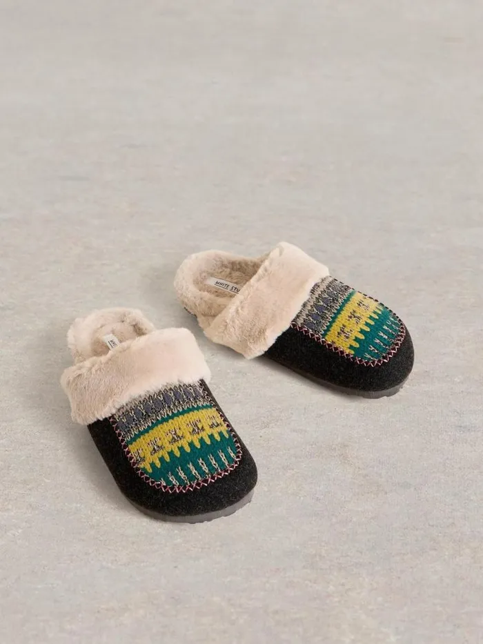 Women Myrtle Mule Slipper Grey Multi White Stuff Nightwear