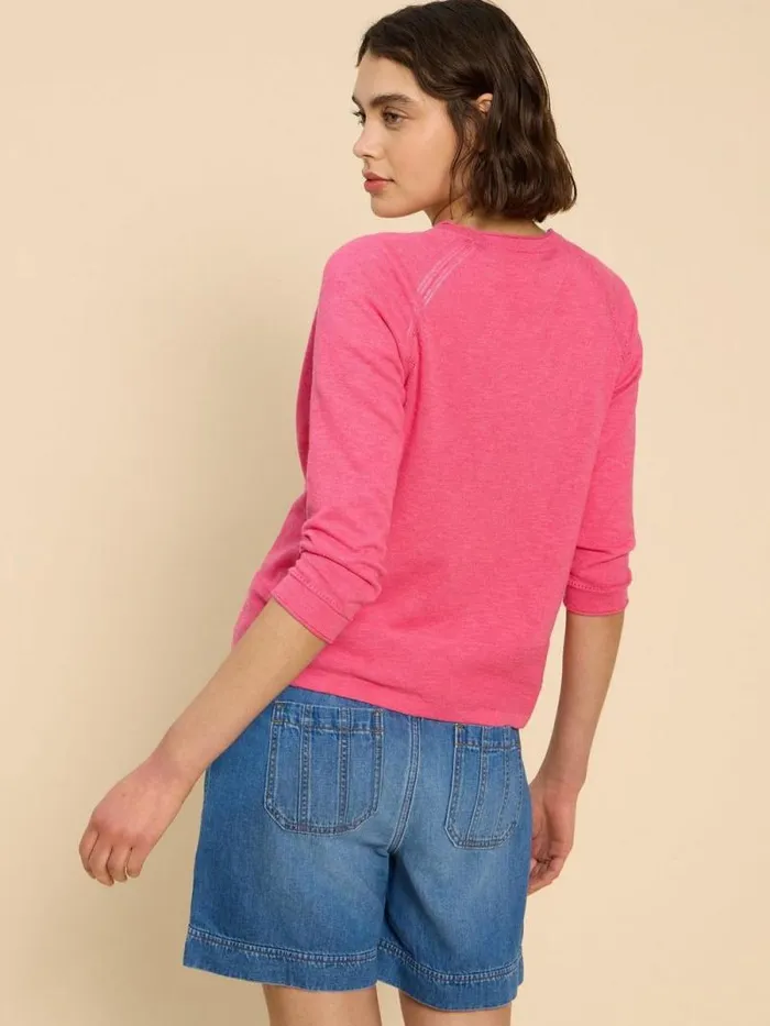 Women NARIA V NECK CARDI Bright Pink White Stuff Knitwear Women NARIA V NECK CARDI Bright Pink White Stuff Knitwear