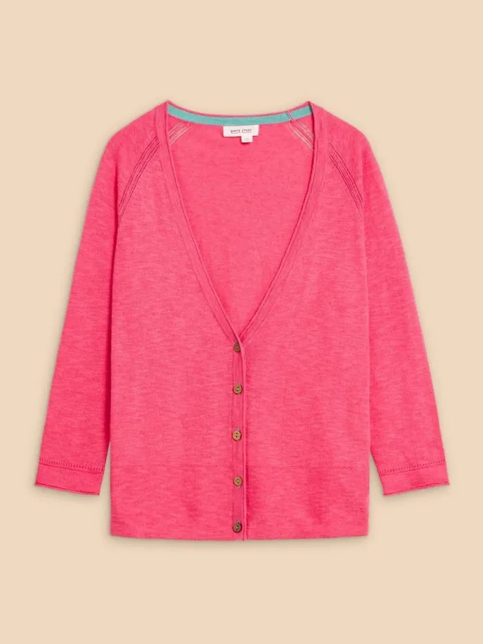 Women NARIA V NECK CARDI Bright Pink White Stuff Knitwear Women NARIA V NECK CARDI Bright Pink White Stuff Knitwear