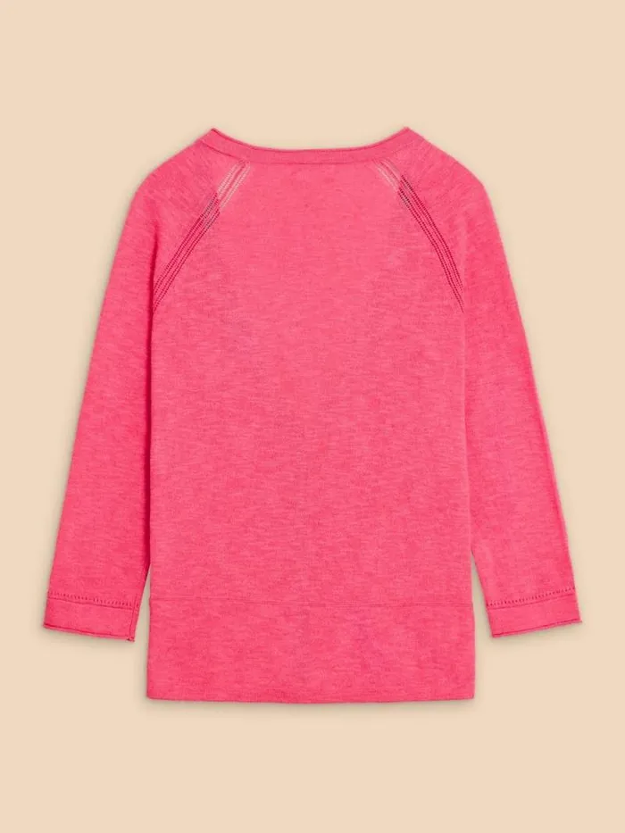 Women NARIA V NECK CARDI Bright Pink White Stuff Knitwear Women NARIA V NECK CARDI Bright Pink White Stuff Knitwear
