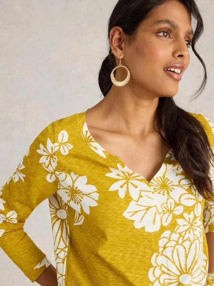 Women NELLY LONG SLEEVE TEE Yellow Print White Stuff Tops and Tees Women NELLY LONG SLEEVE TEE Yellow Print White Stuff Tops and Tees