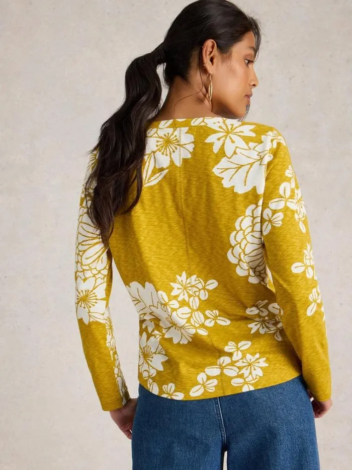 Women NELLY LONG SLEEVE TEE Yellow Print White Stuff Tops and Tees Women NELLY LONG SLEEVE TEE Yellow Print White Stuff Tops and Tees