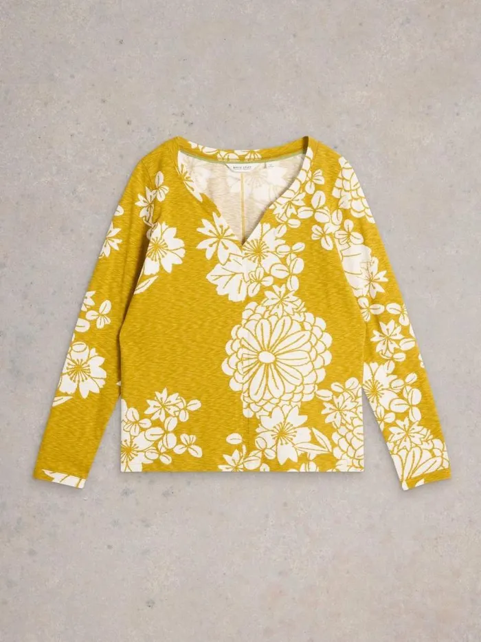 Women NELLY LONG SLEEVE TEE Yellow Print White Stuff Tops and Tees Women NELLY LONG SLEEVE TEE Yellow Print White Stuff Tops and Tees