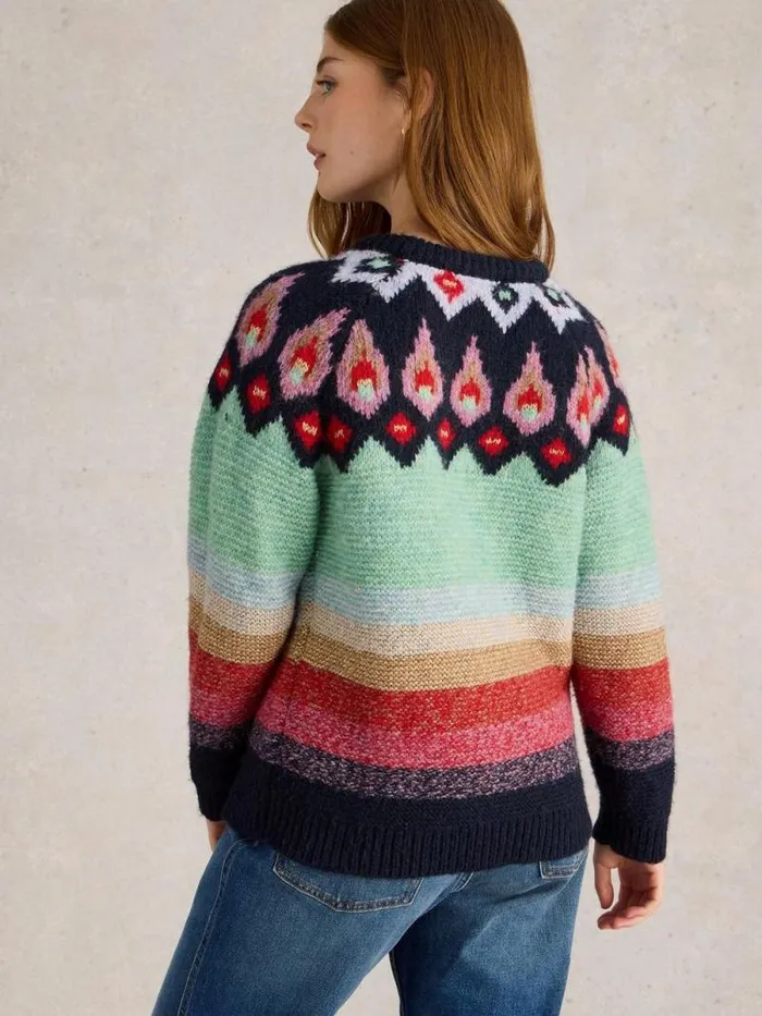 Women NEW YORK FAIRISLE JUMPER Red Multi White Stuff Knitwear
