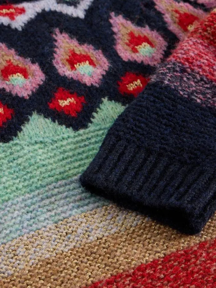 Women NEW YORK FAIRISLE JUMPER Red Multi White Stuff Knitwear