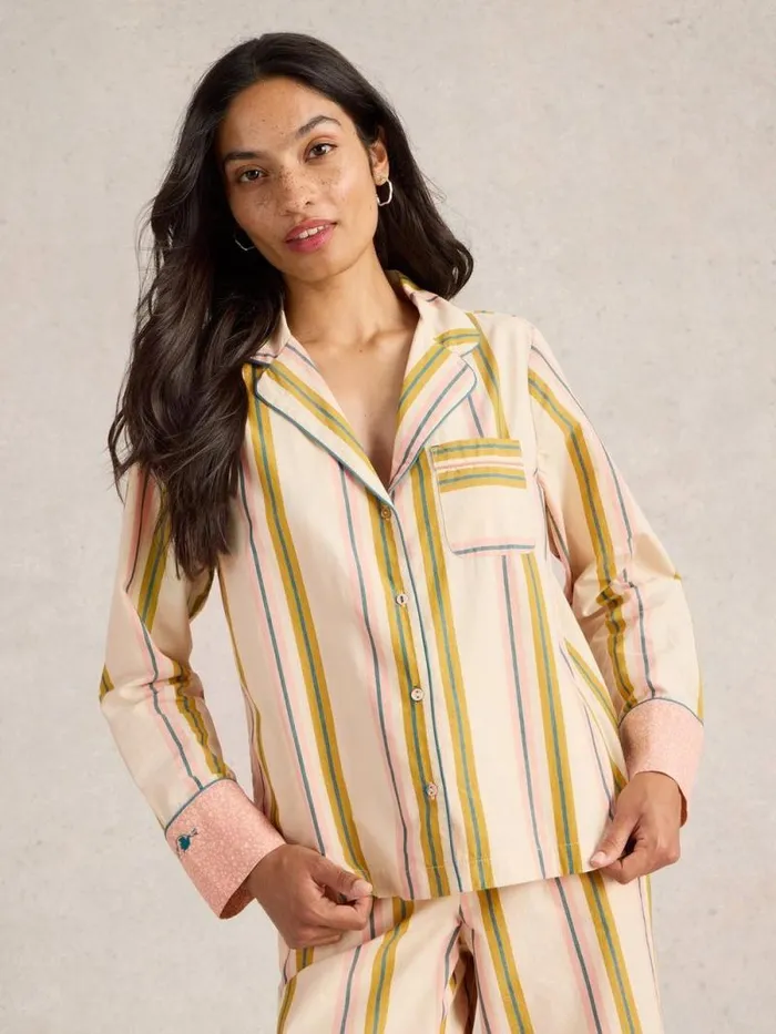 Women Nina Organic Stripe PJ Shirt Ivory Multi White Stuff Nightwear Women Nina Organic Stripe PJ Shirt Ivory Multi White Stuff Nightwear