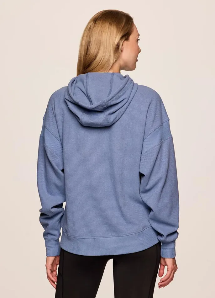 Women Off Days Relaxed Waffle Knit Hoodie Hazy Blue RBX Active Long Sleeve