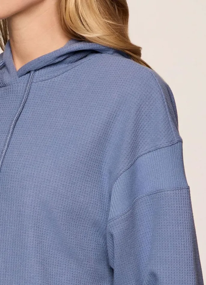 Women Off Days Relaxed Waffle Knit Hoodie Hazy Blue RBX Active Long Sleeve