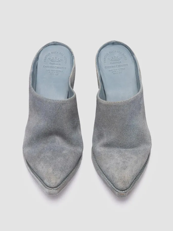 Women Officine Creative Footwear WANDA DD 101 Blue Suede Mule Sandals Women Officine Creative Footwear WANDA DD 101 Blue Suede Mule Sandals