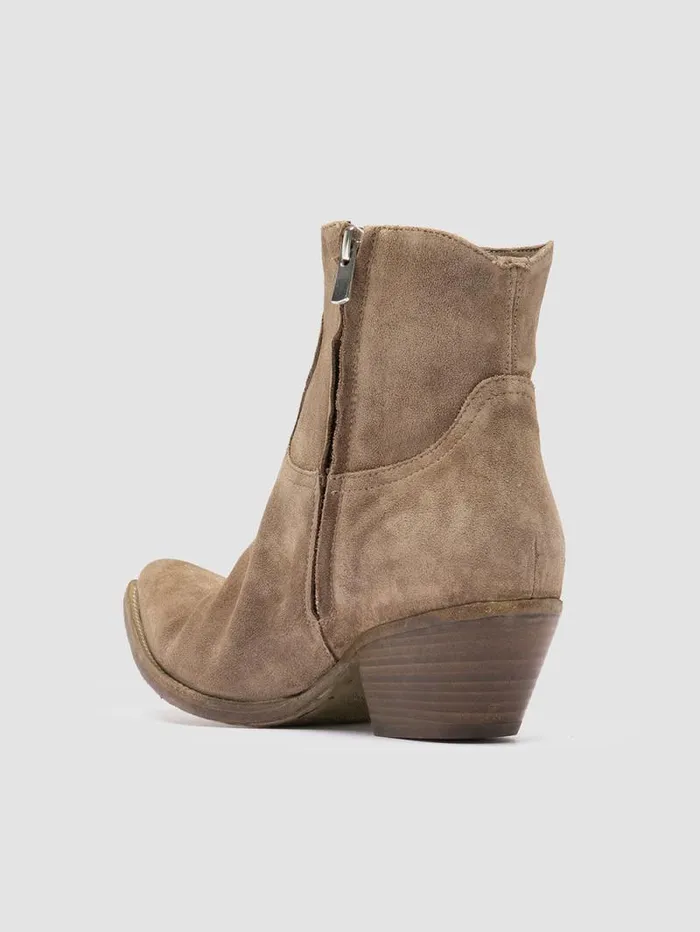 Women Officine Creative Footwear WANDA DD 103 Taupe Suede Zip Boots Women Officine Creative Footwear WANDA DD 103 Taupe Suede Zip Boots
