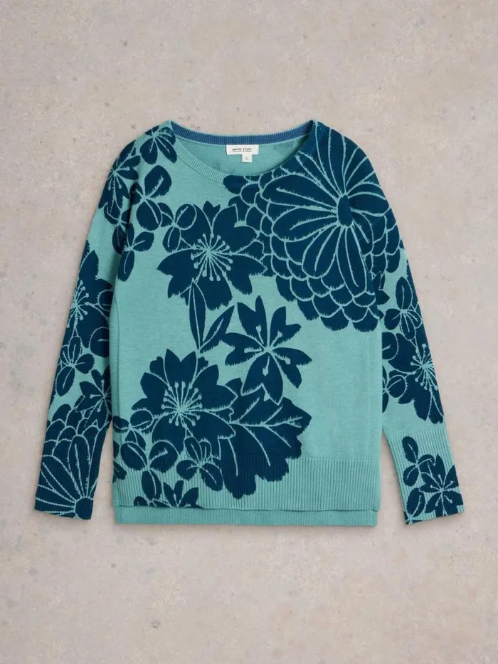 Women OLIVE PRINTED JUMPER Blue Multi White Stuff Knitwear Women OLIVE PRINTED JUMPER Blue Multi White Stuff Knitwear