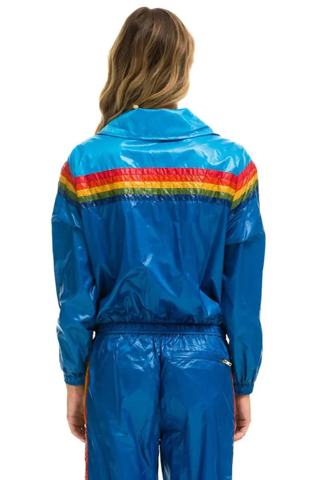 Women Outerwear Aviator Nation 5 STRIPE WINDBREAKER 8211 DRESDEN SNORKEL BLUE GLOSSY Women Outerwear Aviator Nation 5 STRIPE WINDBREAKER 8211 DRESDEN SNORKEL BLUE GLOSSY