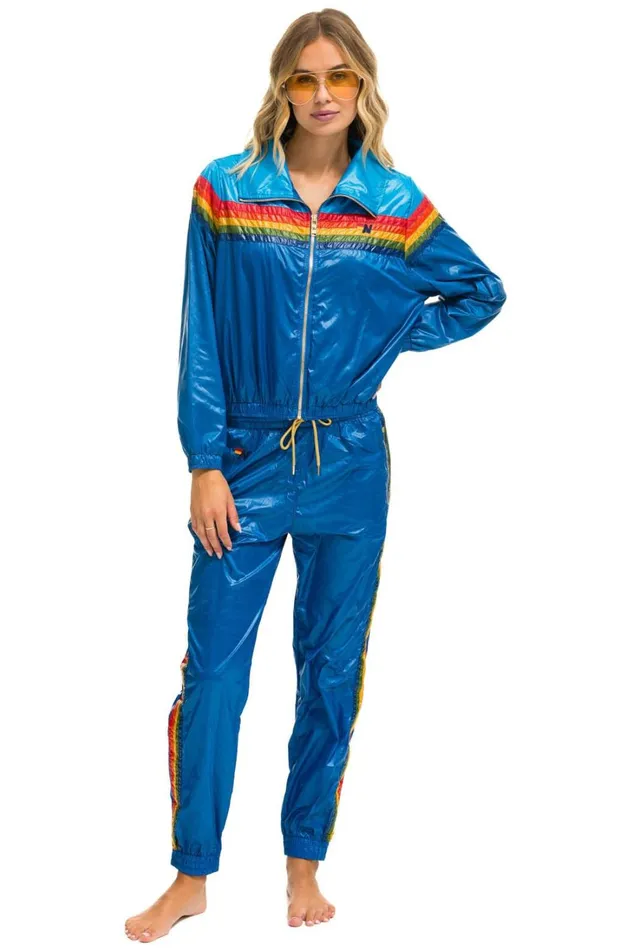 Women Outerwear Aviator Nation 5 STRIPE WINDBREAKER 8211 DRESDEN SNORKEL BLUE GLOSSY Women Outerwear Aviator Nation 5 STRIPE WINDBREAKER 8211 DRESDEN SNORKEL BLUE GLOSSY