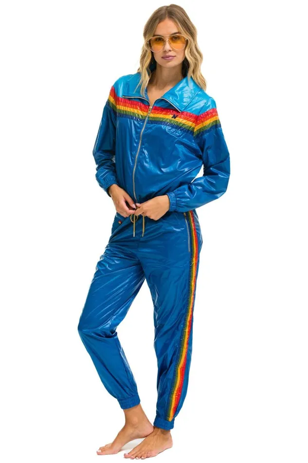 Women Outerwear Aviator Nation 5 STRIPE WINDBREAKER 8211 DRESDEN SNORKEL BLUE GLOSSY Women Outerwear Aviator Nation 5 STRIPE WINDBREAKER 8211 DRESDEN SNORKEL BLUE GLOSSY