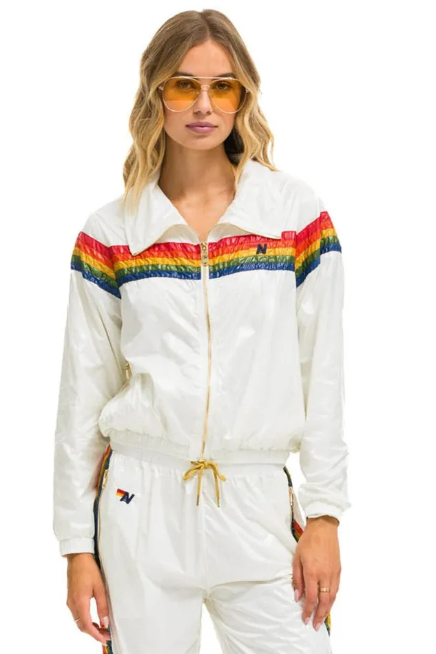 Women Outerwear Aviator Nation 5 STRIPE WINDBREAKER 8211 VINTAGE WHITE