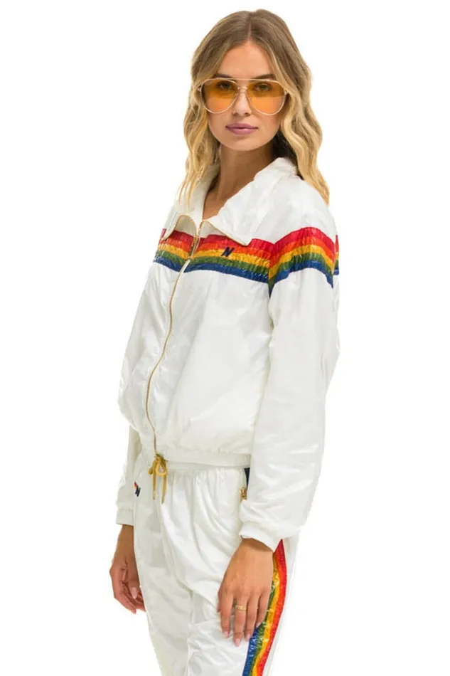 Women Outerwear Aviator Nation 5 STRIPE WINDBREAKER 8211 VINTAGE WHITE Women Outerwear Aviator Nation 5 STRIPE WINDBREAKER 8211 VINTAGE WHITE