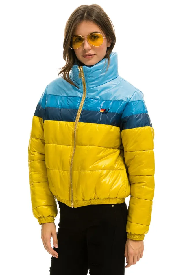 Women Outerwear Aviator Nation COLOR BLOCK LUXE APRES PUFFER JACKET 8211 HONEY GLOSSY Women Outerwear Aviator Nation COLOR BLOCK LUXE APRES PUFFER JACKET 8211 HONEY GLOSSY