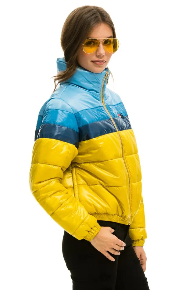 Women Outerwear Aviator Nation COLOR BLOCK LUXE APRES PUFFER JACKET 8211 HONEY GLOSSY Women Outerwear Aviator Nation COLOR BLOCK LUXE APRES PUFFER JACKET 8211 HONEY GLOSSY