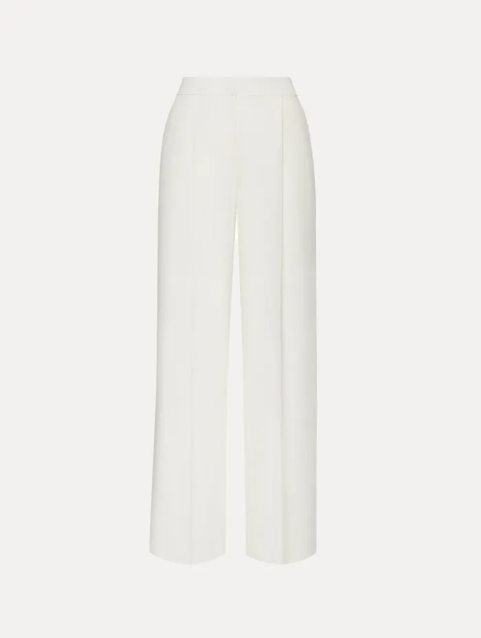 Women Pants and Skirts Oscar De La Renta High Waisted Wide Leg Pant Ivory