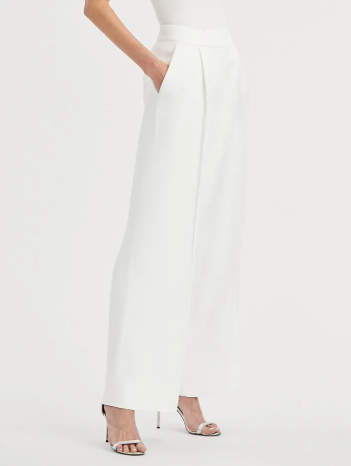 Women Pants and Skirts Oscar De La Renta High Waisted Wide Leg Pant Ivory Women Pants and Skirts Oscar De La Renta High Waisted Wide Leg Pant Ivory