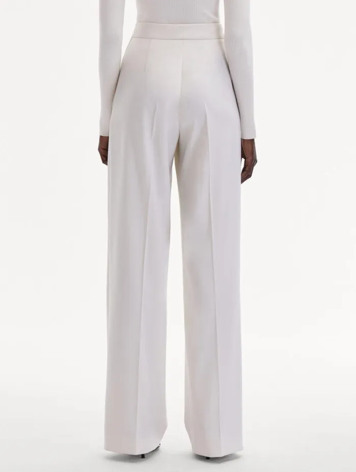Women Pants and Skirts Oscar De La Renta Wide Leg Wool Gabardine Pant Ivory Women Pants and Skirts Oscar De La Renta Wide Leg Wool Gabardine Pant Ivory