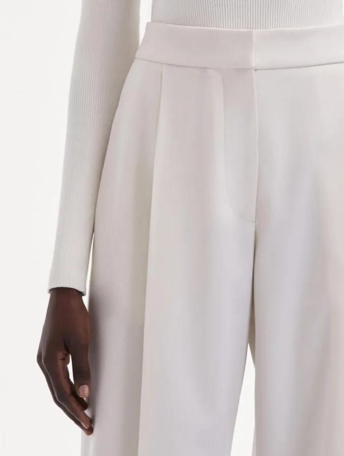 Women Pants and Skirts Oscar De La Renta Wide Leg Wool Gabardine Pant Ivory Women Pants and Skirts Oscar De La Renta Wide Leg Wool Gabardine Pant Ivory