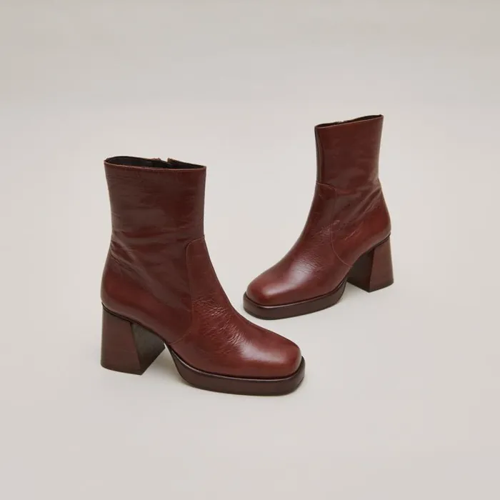 Women Platform Ankle Boots Brown JONAK Ankle Boots Lowboots