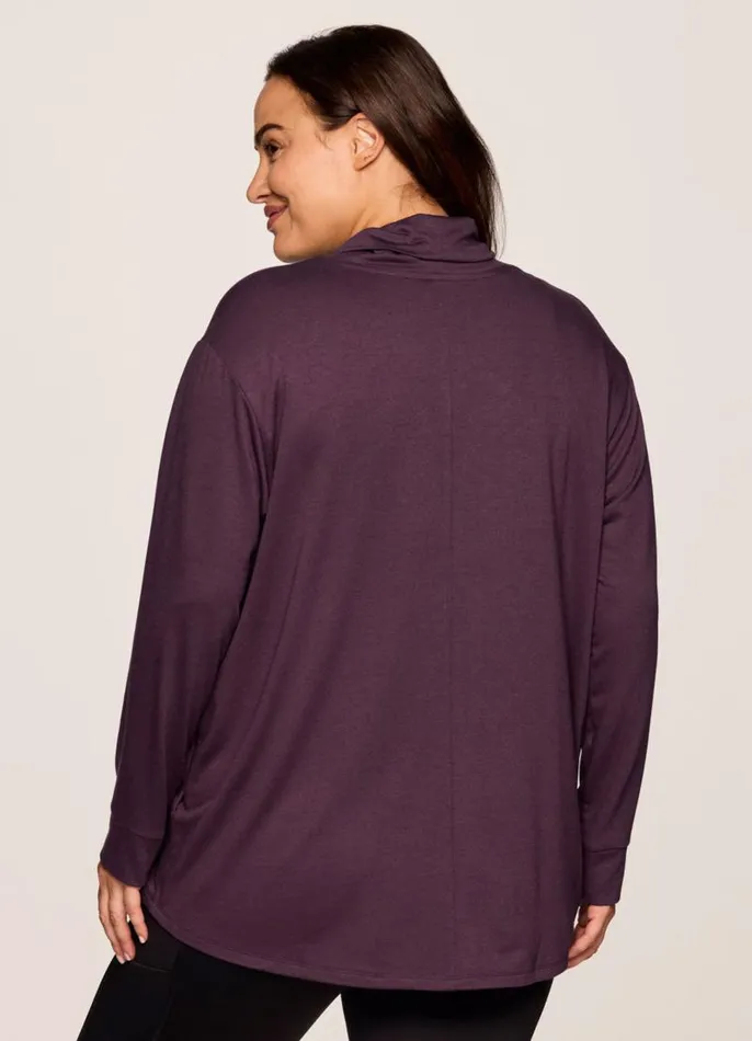 Women Plus Lotus Open Cardigan Plum RBX Active Sweatshirts