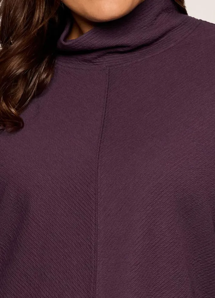 Women Plus Studio Jacquard Mock Neck Pullover Plum RBX Active Sweatshirts
