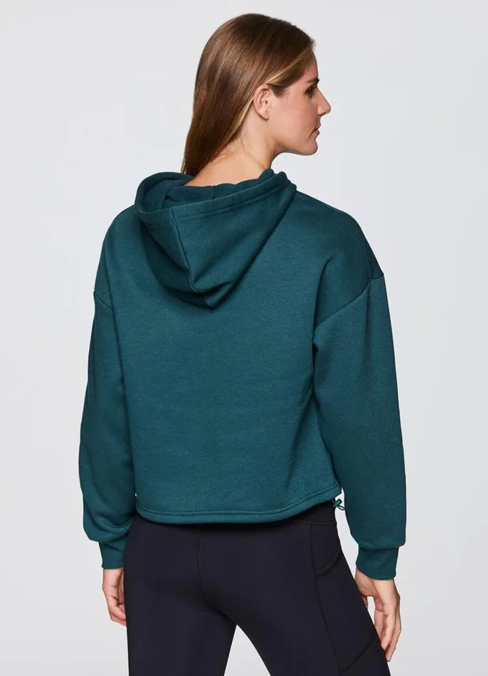 Women Prime Cropped Fleece Hoodie Teal RBX Active Long Sleeve