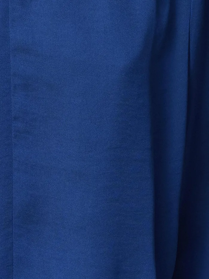 Women Recycled Satin Ruffle Top Blue Jigsaw Party