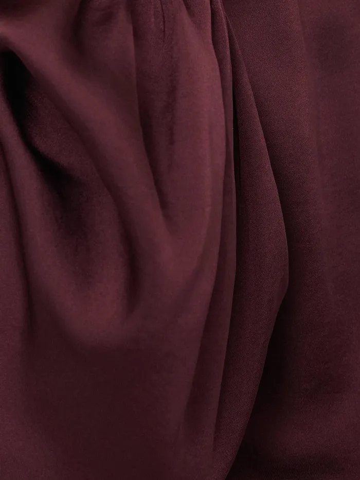 Women Recycled Satin Ruffle Top Burgundy Jigsaw Party