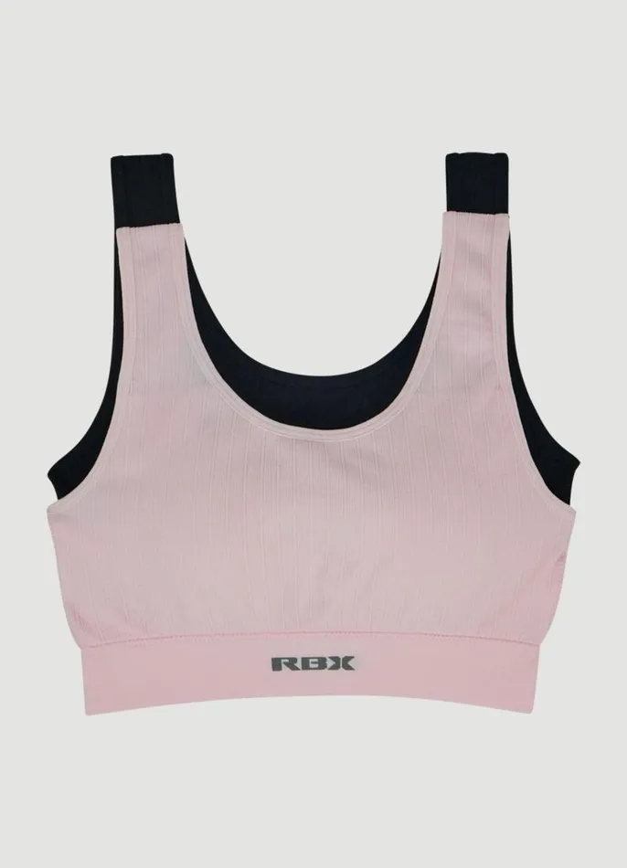 Women Rib Knit Bralette 2Pack Pinkblack RBX Active Sports Bras