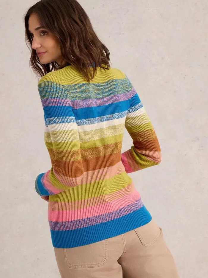 Women RIB STRIPED JUMPER Pink Multi White Stuff Knitwear Women RIB STRIPED JUMPER Pink Multi White Stuff Knitwear