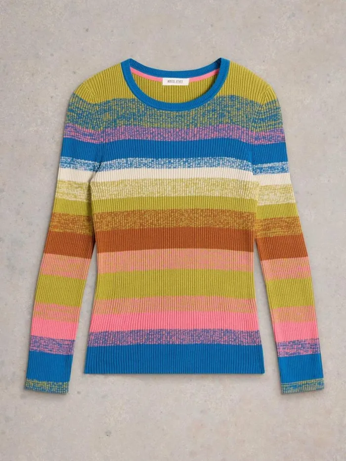 Women RIB STRIPED JUMPER Pink Multi White Stuff Knitwear Women RIB STRIPED JUMPER Pink Multi White Stuff Knitwear