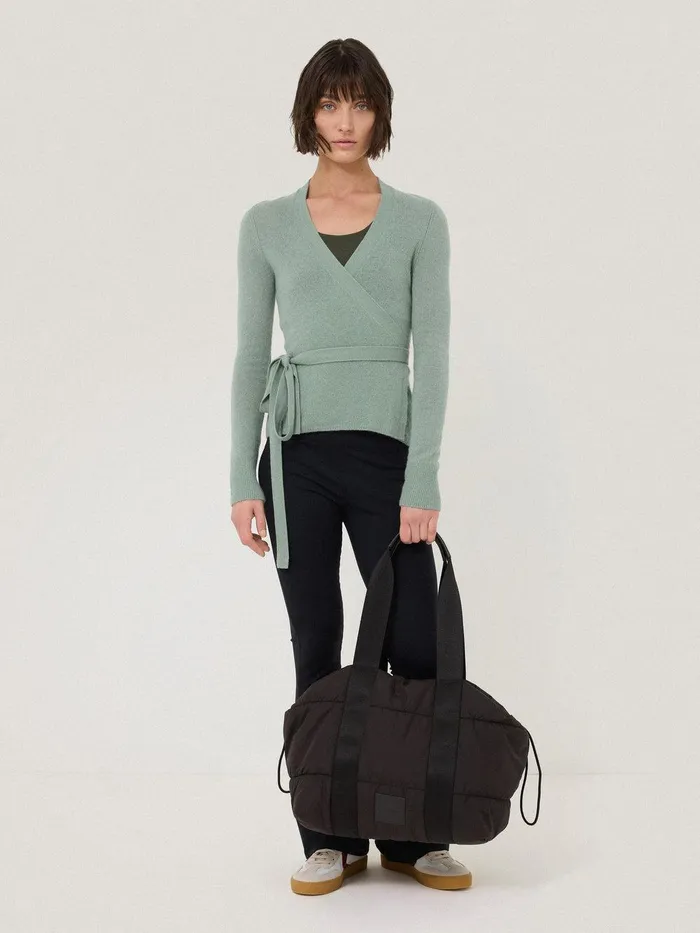 Women Ribbed Wrap Cardigan Green Jigsaw Knitwear and Cashmere