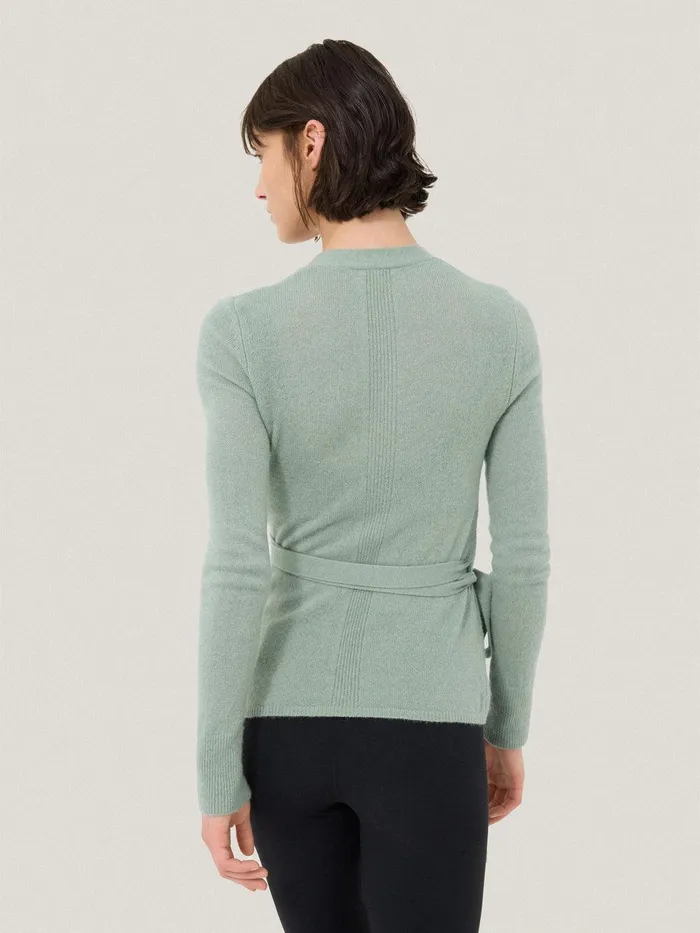 Women Ribbed Wrap Cardigan Green Jigsaw Knitwear and Cashmere