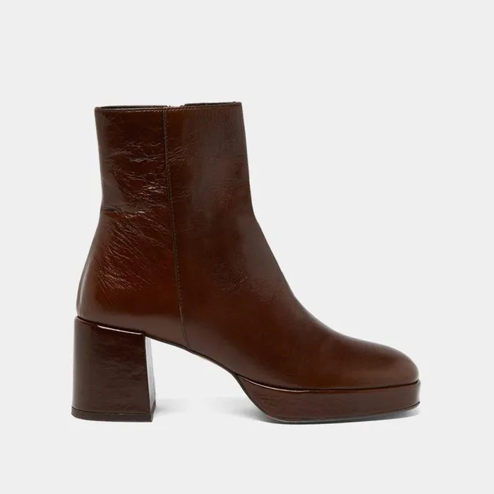 Women Roundtoe Boots Brown JONAK Ankle Boots Lowboots