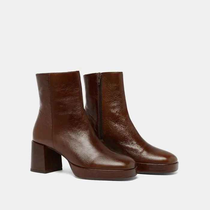 Women Roundtoe Boots Brown JONAK Ankle Boots Lowboots
